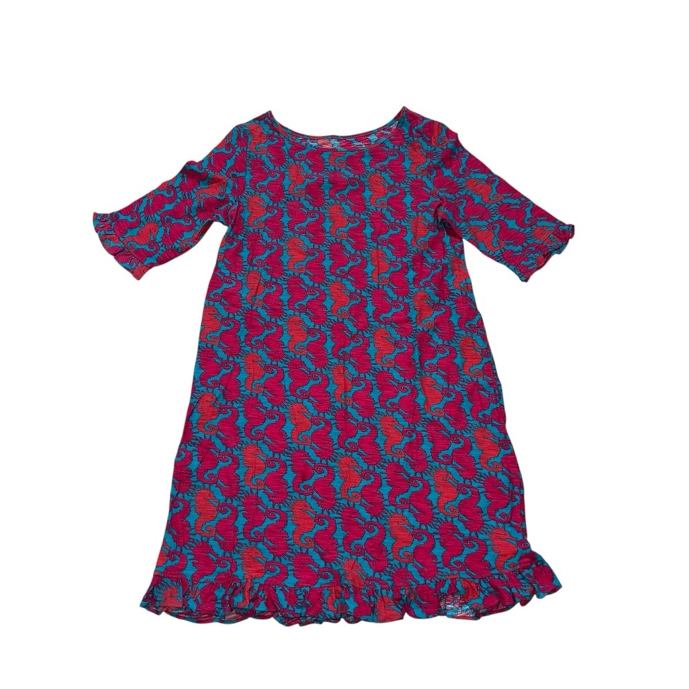 Lilly Pulitzer Girls Size L 8-10 Mini Somerset Dress Seahorse Print Cotton